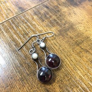 Real silver earrings with agate stone